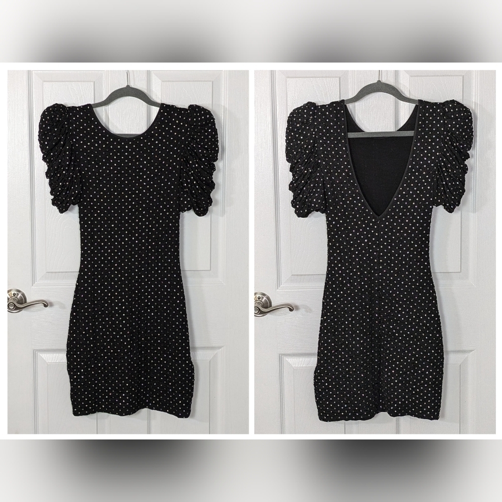 NWT Urban Outfitter Hague‎ Rhinestone Puff Sleeve Mini Dress w/ Low Back Size S